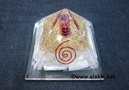 Picture of Orgone Selenite Reiki Pyramid With Amethyst  pencil