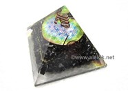 Picture of Black Tourmaline Orgone pyramid with flower of life
