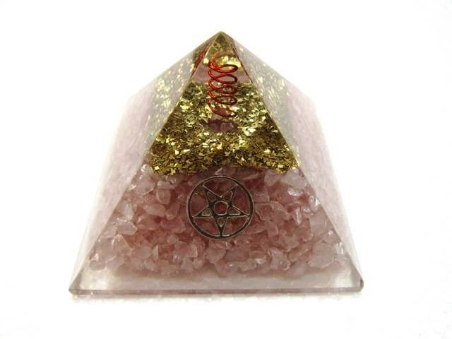 Picture of Rose Quartz Orgone Pyramid with Pentacle