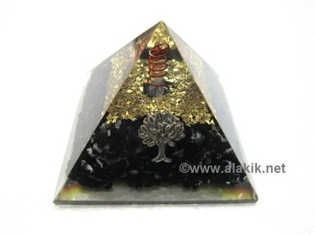 Picture of Black Tourmaline Orgone Pyramid with Tree of life