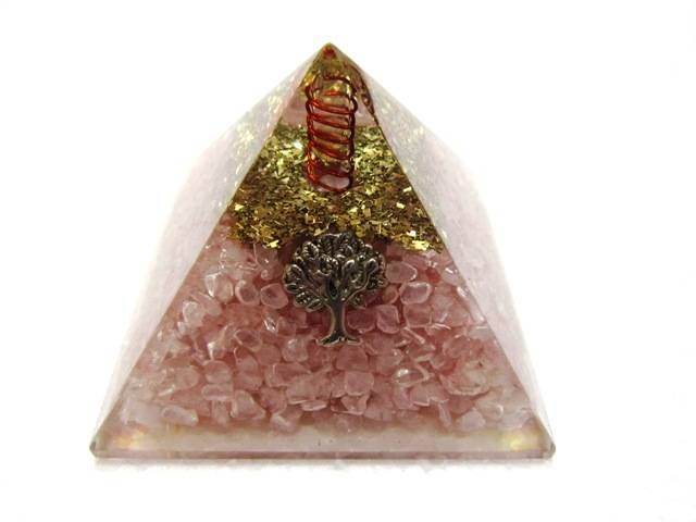 Picture of Rose Quartz Orgone Pyramid with Tree of life