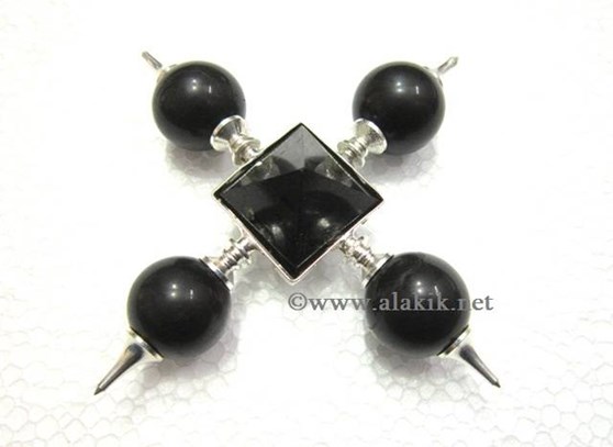 Picture of Black Agate Ball Generator with Black Tourmaline Pyramid