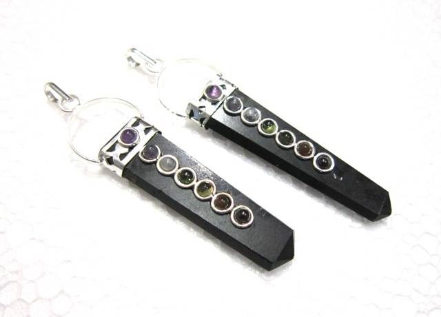 Picture of Black Tourmaline Chakra Flat Stick Pendant
