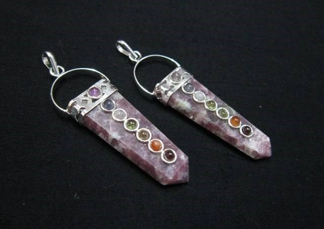 Picture of Lepidolite Chakra Flat Stick Pendant