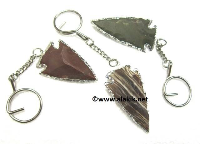 Picture of 2inch Agate Arrowhead Electroplated Keyring