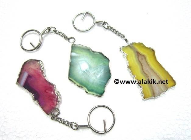 Picture of Silver Electroplated Agate Slice Keyring