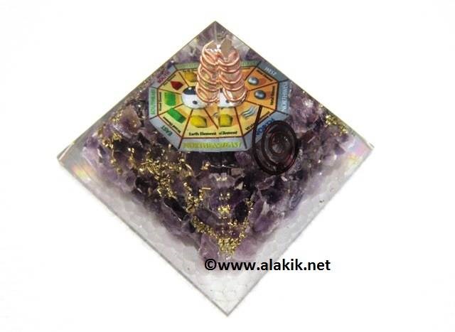 Picture of Amethyst Orgone Pyramid with Chakra Mandala