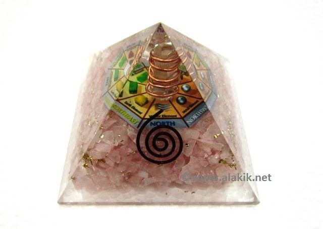 Picture of Rose Quartz Orgone Pyramid with Chakra Mandala