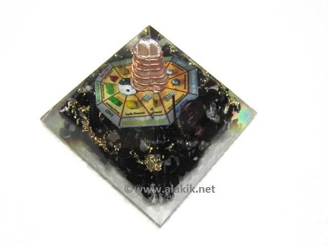 Picture of Black Tourmaline Orgone Pyramid with Chakra Mandala