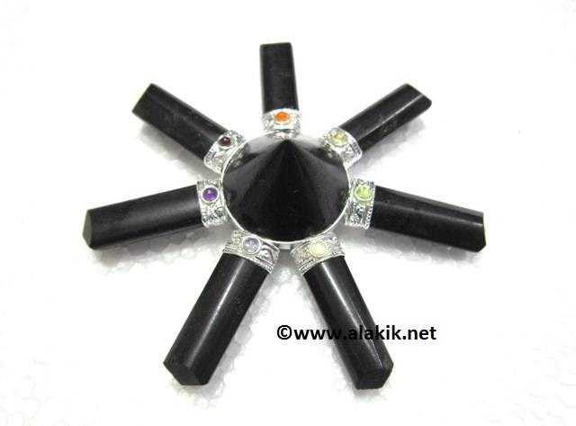 Picture of Black Tourmaline 7point Generator with Chakra Cabs