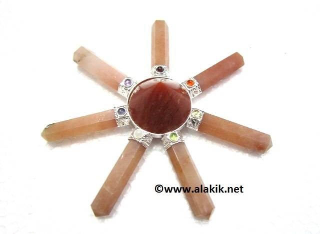 Picture of Peach Aventurine 7point Generator with Chakra Cabs