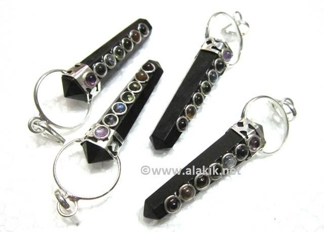 Picture of Black Tourmaline Chakra D Point Pendant