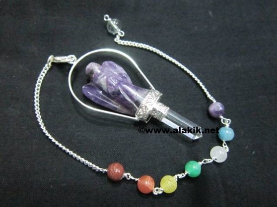 Picture of Amethyst Basket Angel Pendulum with Chakra Chain