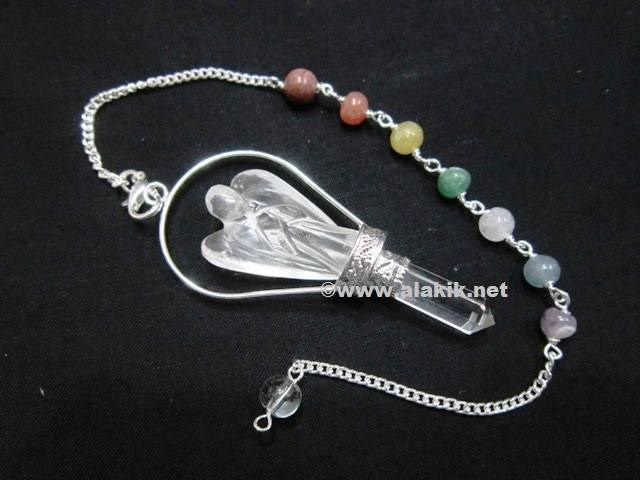 Picture of Crystal Quartz Basket Angel Pendulum with Chakra Chain