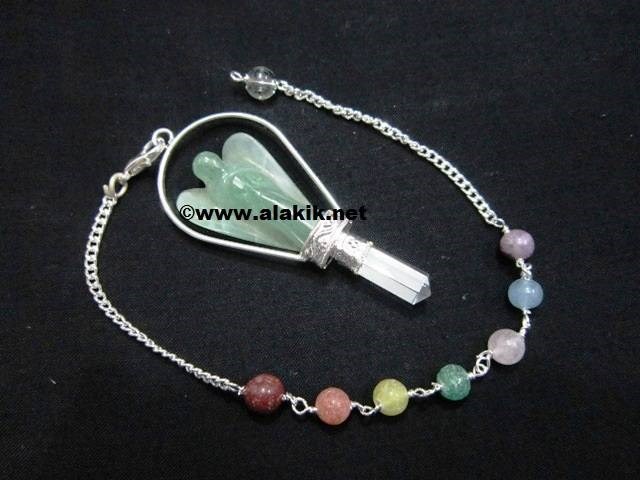 Picture of Green Aventurine Basket Angel Pendulum with Chakra Chain