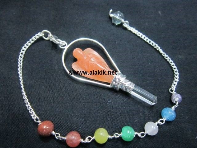 Picture of Orange Jade Basket Angel Pendulum with Chakra Chain