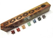 Picture of Laser Iteched Chakra 7 hole box with chakra Merkaba set