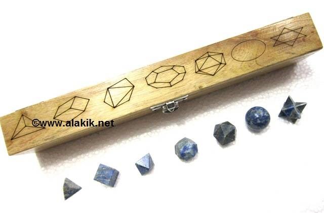 Picture of Lapis Lazul 7pcs Geometry Set with laser itched Box