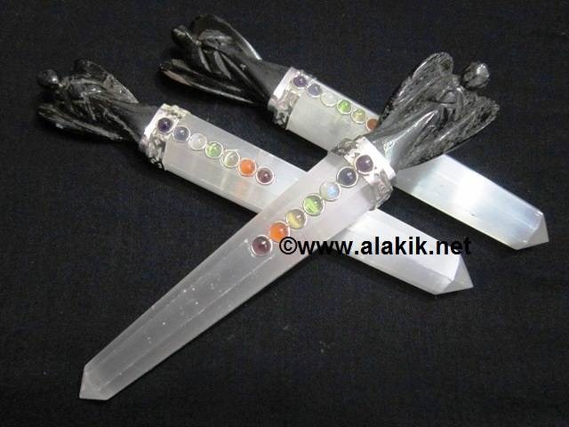 Picture of Selenite Chakra Angel Wand with BT Angel
