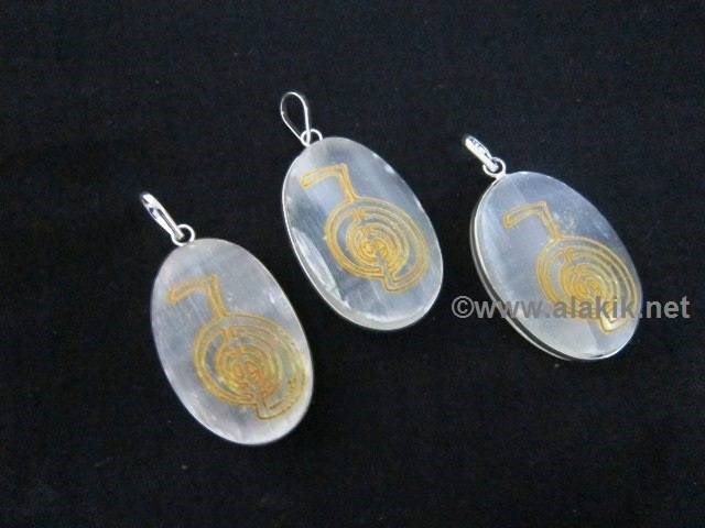 Picture of White Selenite Choko reiki Ring Pendant