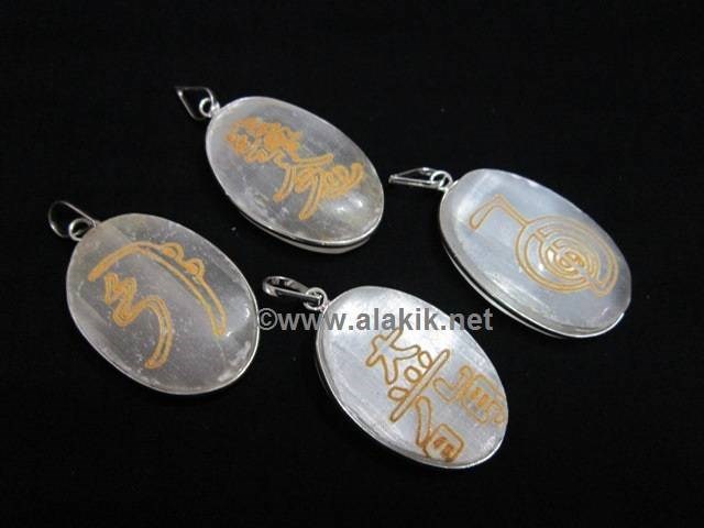 Picture of White Selenite USAI Reiki pendant set