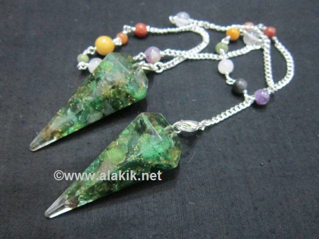 Picture of Green Aventurine orgone Pendulum with chakra chain