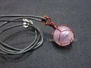 Picture of Amethyst Copper Wire Wrapped Ball pendant with cord