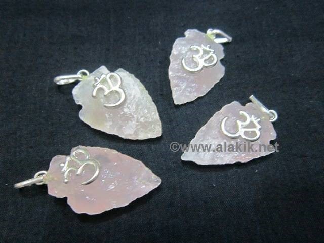 Picture of Rose Quartz Arrowhead Pendant with OM