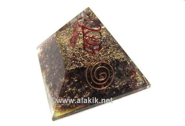Picture of Garnet Orgone Pyramid with Copper coil