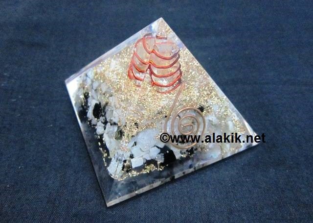 Picture of Rainbow Moonstone Orgone Pyramid with Copper coil