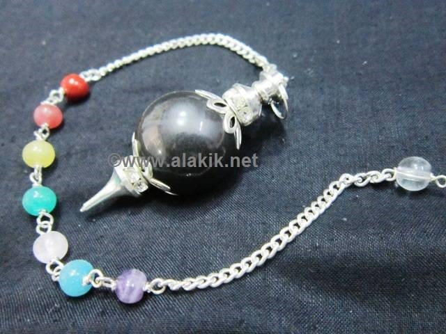 Picture of Black Agate Ball Pendulum with Diamond ring chakra chain