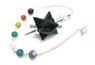 Picture of Black Agate Merkaba Metal Mounted Pendulum with Chakra Chain, Picture 1