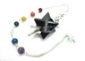Picture of Black Obsidian Merkaba Metal Mounted Pendulum with Chakra Chain, Picture 1