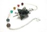 Picture of Moss Agate Merkaba Metal Mounted Pendulum with Chakra Chain, Picture 1