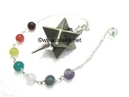 Picture of Pyrite Merkaba Metal Mounted Pendulum with Chakra Chain