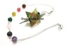 Picture of Rainbow Flourite Merkaba Metal Mounted Pendulum with Chakra Chain, Picture 1