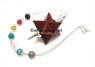 Picture of Red Jasper Merkaba Metal Mounted Pendulum with Chakra Chain, Picture 1
