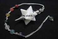 Picture of Scolecite Merkaba Metal Mounted Pendulum with Chakra Chain