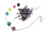 Picture of Amethyst Merkaba Metal Mounted Pendulum with Chakra Chain, Picture 1