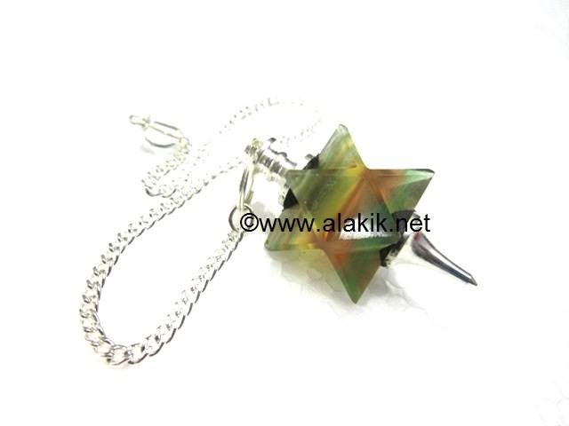 Picture of Multi Flourite Merkaba Metal Mounted Pendulumm