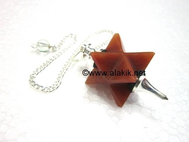 Picture of Orange Jade Merkaba Metal Mounted Pendulum