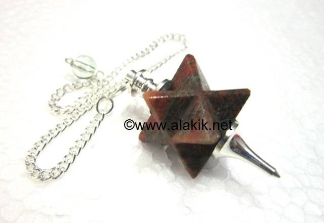 Picture of Unakite Merkaba Metal Mounted Pendulum