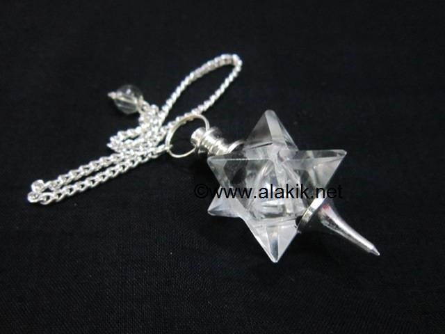Picture of Crystal Quartz Merkaba Metal Mounted Pendulum