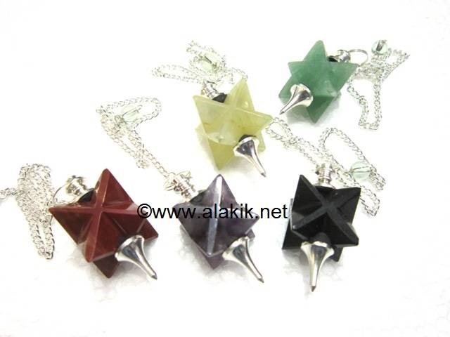 Picture of Mix Stone Merkaba Metal Mounted Pendulum