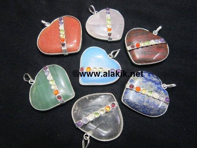 Picture of Mix Chakra Heart shape Ring Pendants