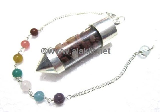 Picture of Ruby Chips Chamber Pendulum With Chakra Chain