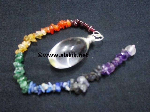 Picture of Silver Crystal Lingam Pendulum with Chakra chips Chain