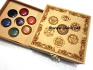 Picture of Chakra Mandala Itched 7 Hole Wooden Box with Chakra Disc Set