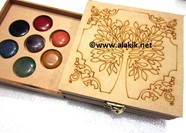 Picture of Chakra Tree Itched 7 Hole Wooden Box with Chakra Disc set