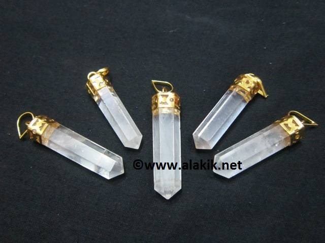 Picture of Crystal Quartz Gold Plated Cap Pencil Pendants